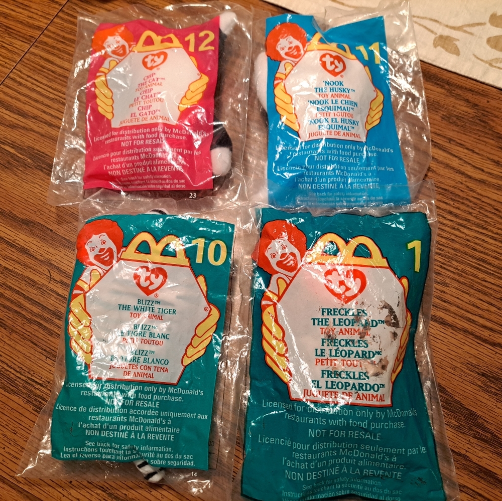 Set of 4 teenie beanie babies